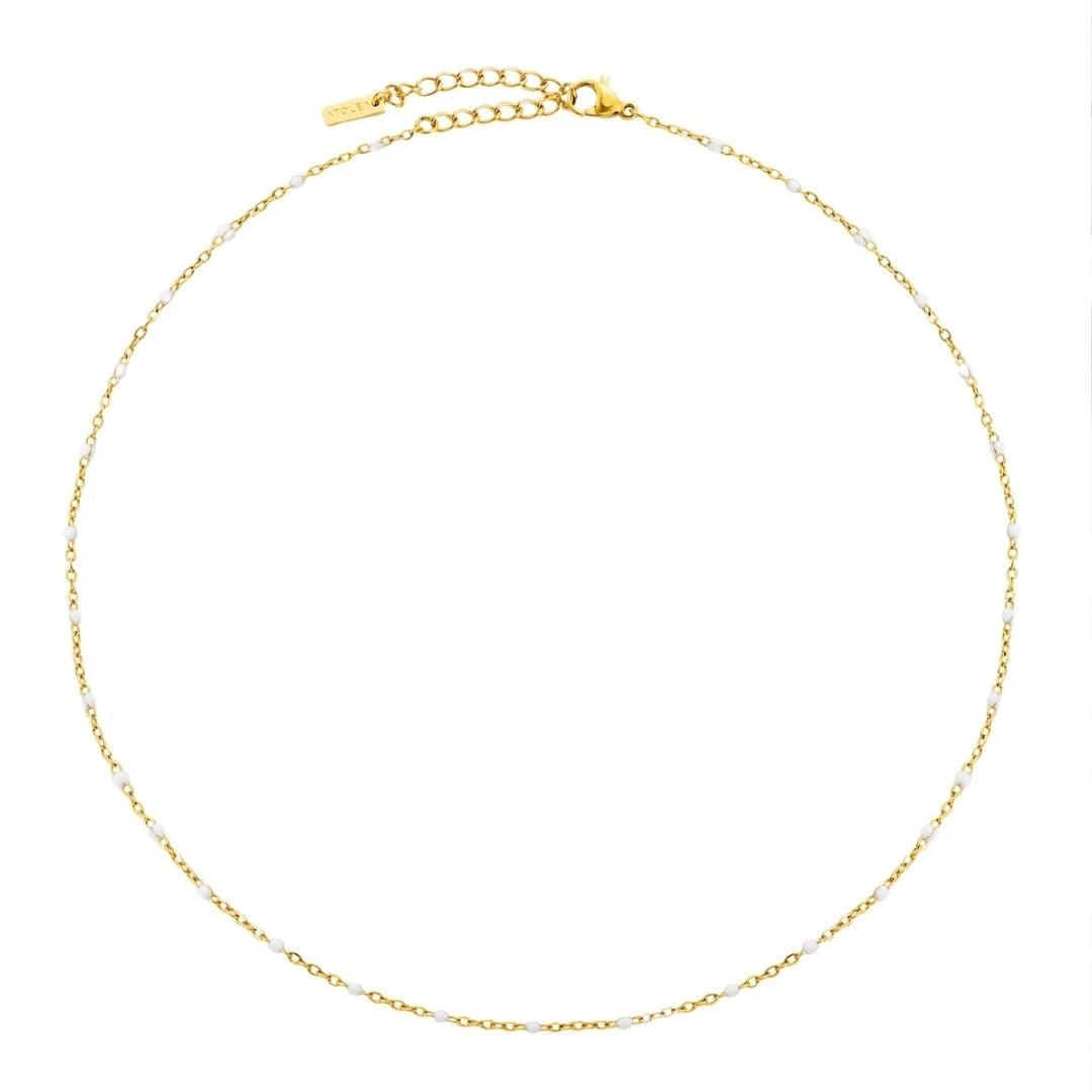 Atolea Jewelry White Beaded Choker In Gold - ATOLEA Jewelry