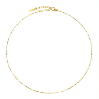 Atolea Jewelry White Beaded Choker In Gold - ATOLEA Jewelry