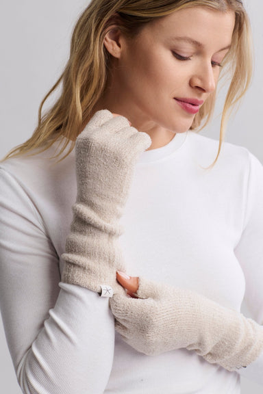 Barefoot Dreams CozyChic Lite Fingerless Gloves Stone - Barefoot Dreams