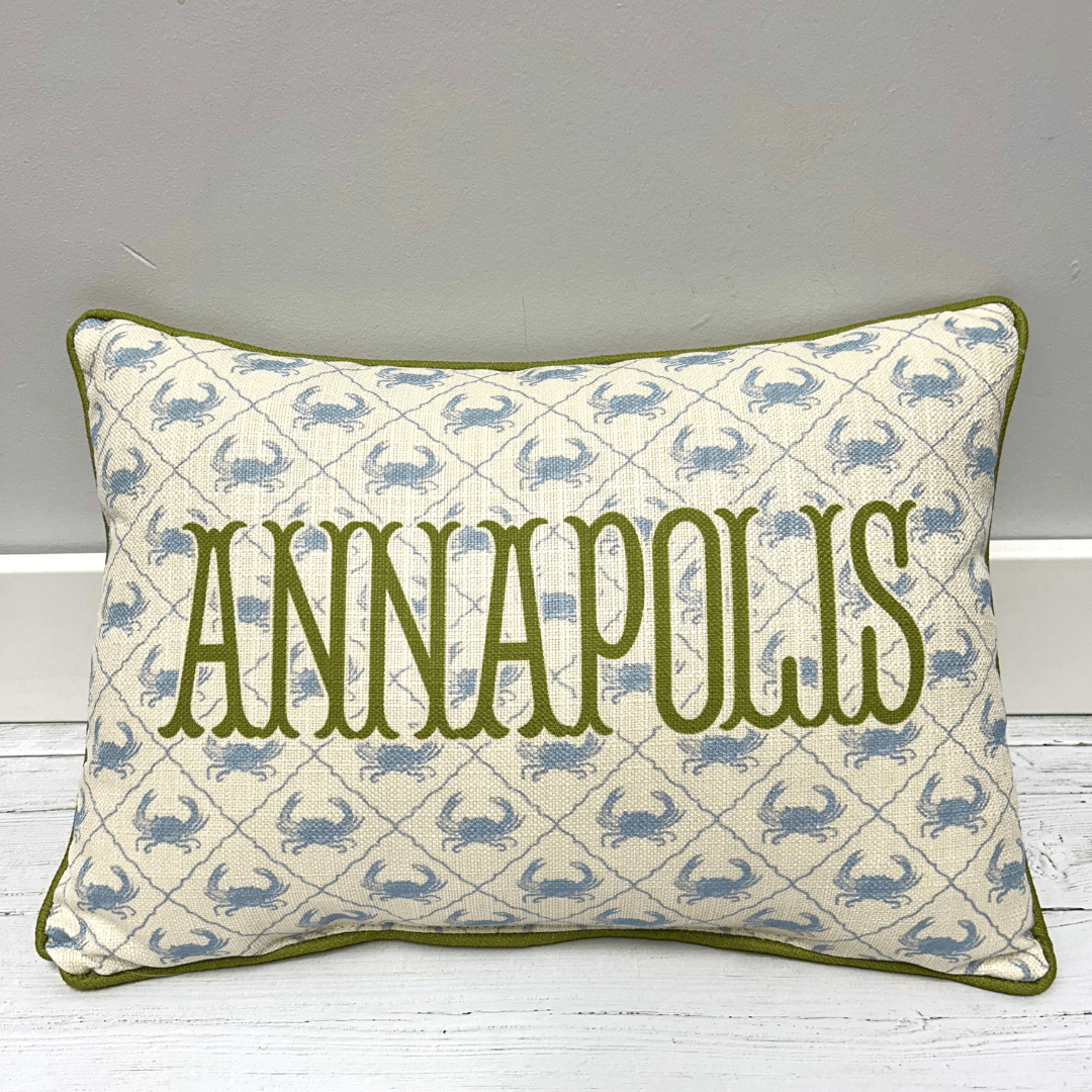 Blue Crab Pattern Pillow - Little Birdie
