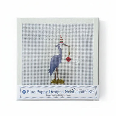 Blue Poppy Designs Needlepoint Kit In Christmas Heron - Blue Poppy Designs