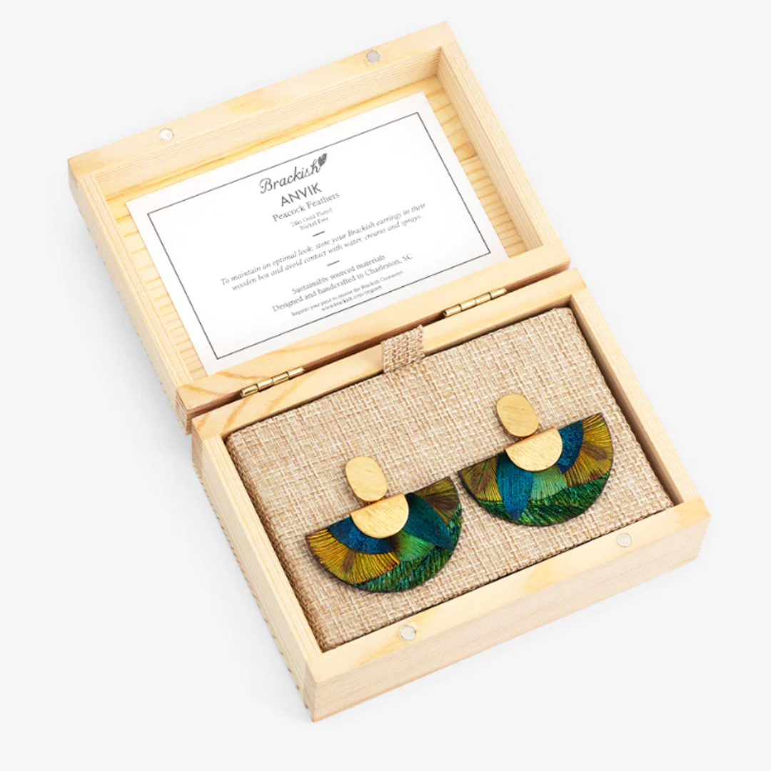 Brackish Anvik Drop Earrings - Peacock