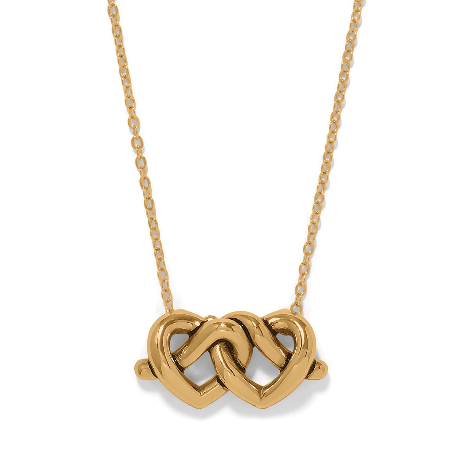 Brighton Interlok Linked Hearts Necklace Gold - Brighton
