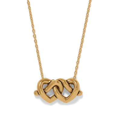 Brighton Interlok Linked Hearts Necklace Gold - Brighton