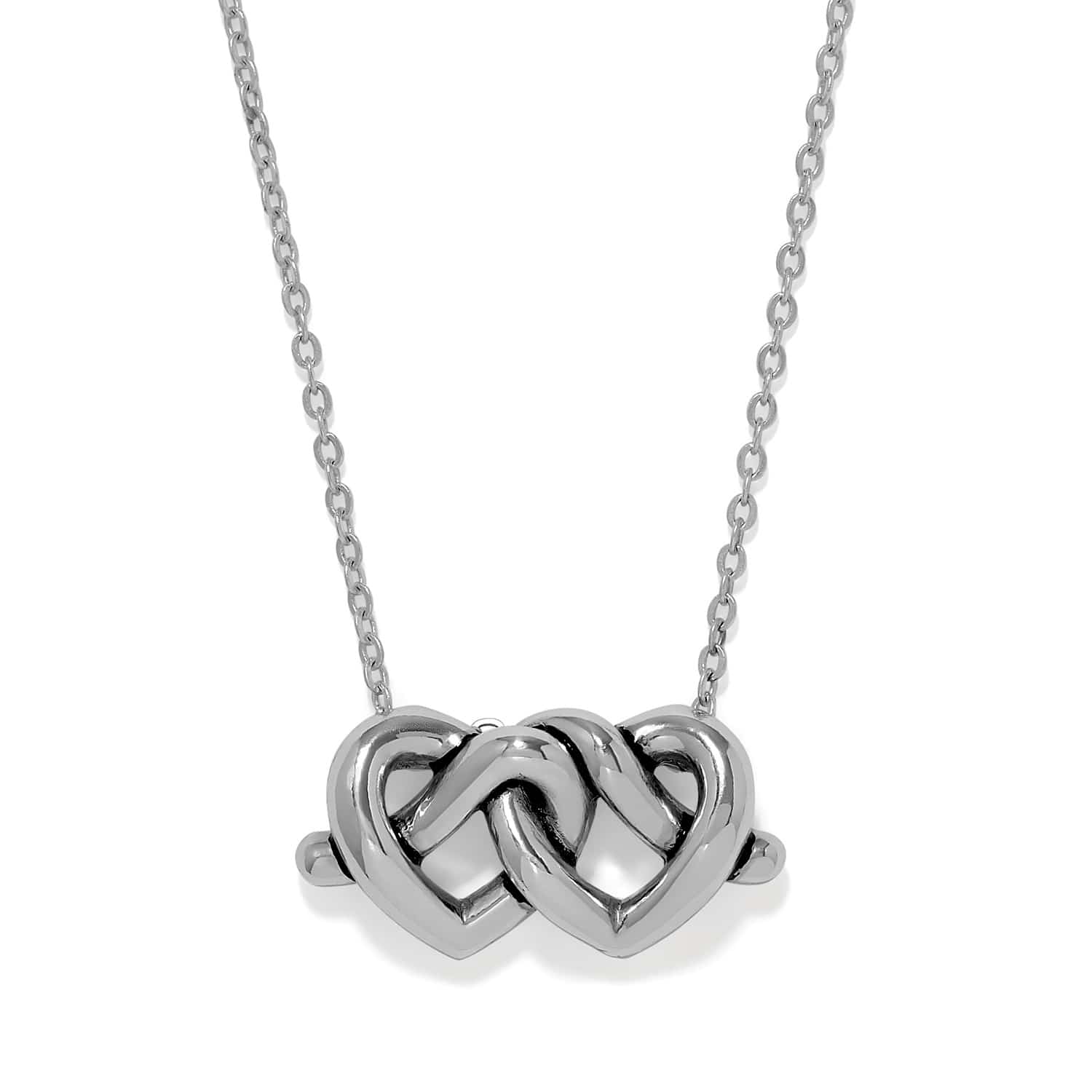 Brighton Interlok Linked Hearts Necklace Silver - Brighton