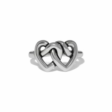 Brighton Interlok Linked Hearts Ring Silver - Brighton