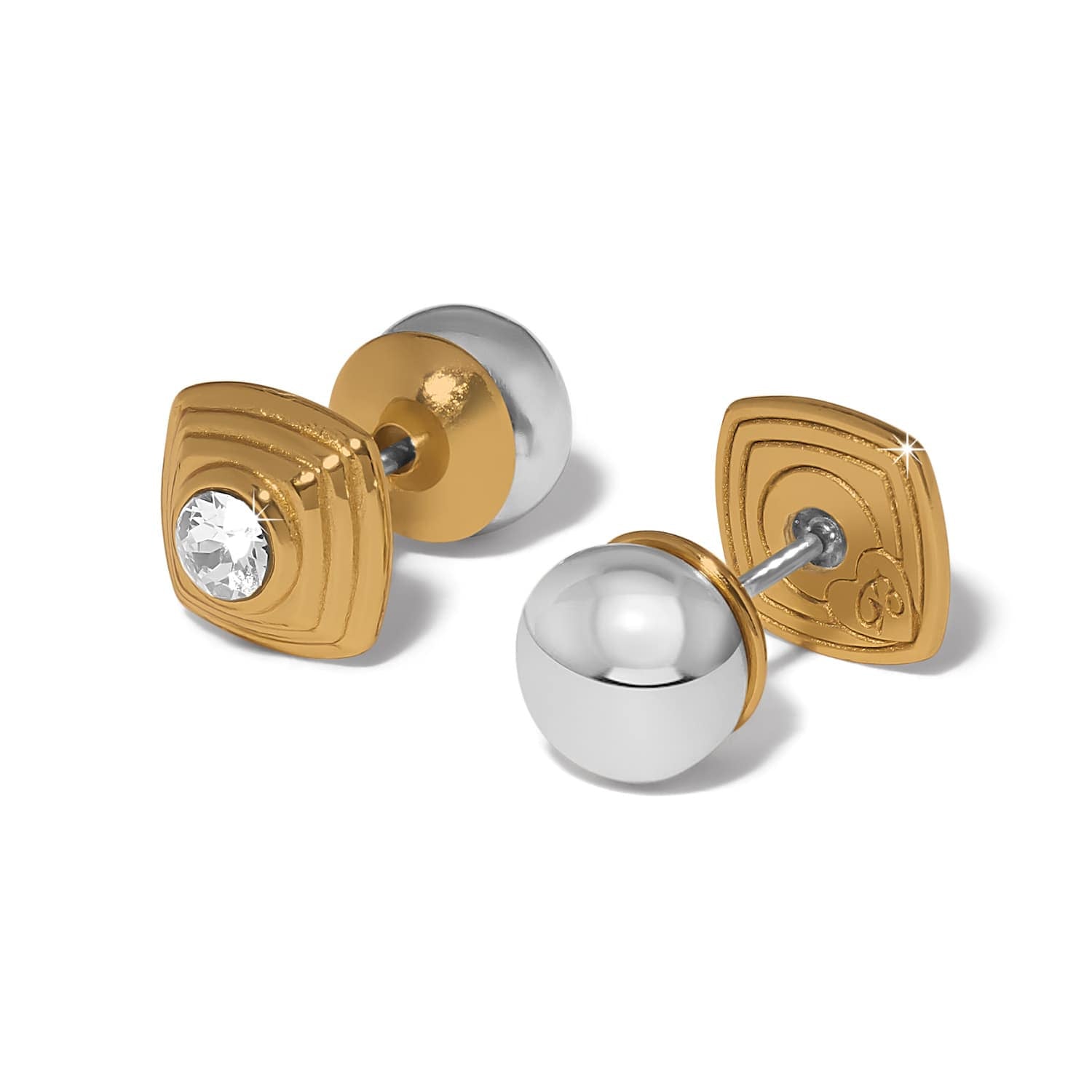 Brighton Meridian Etage II Square Post Earrings Silver/Gold - Brighton