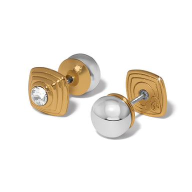Brighton Meridian Etage II Square Post Earrings Silver/Gold - Brighton