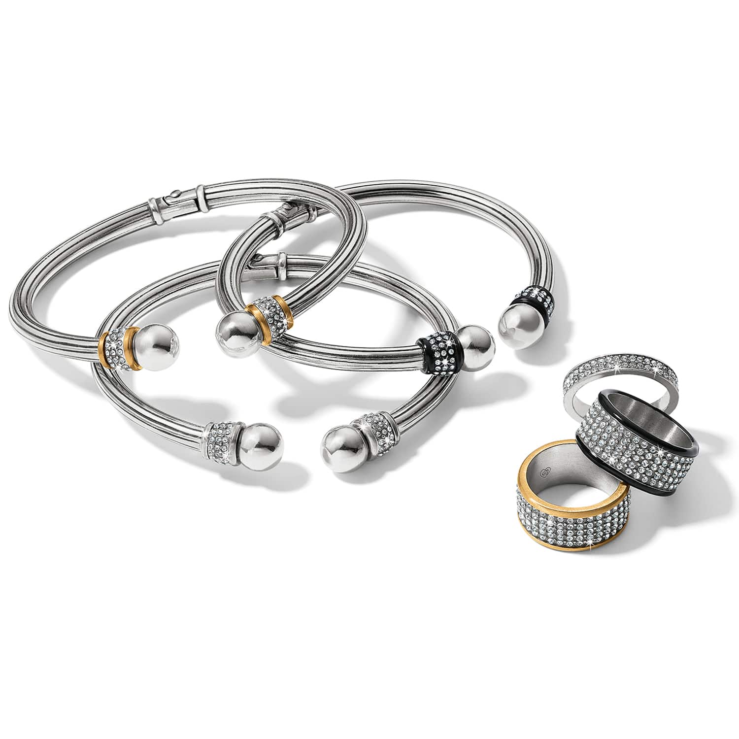 Brighton Meridian Open Hinged Bangle Silver/Gold - Brighton