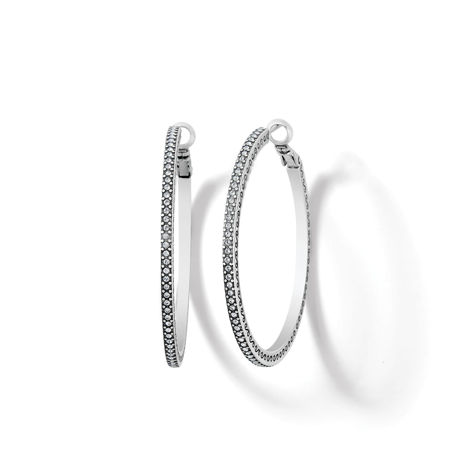 Brighton Meridian Thin Large Hoop Earrings Silver - Brighton