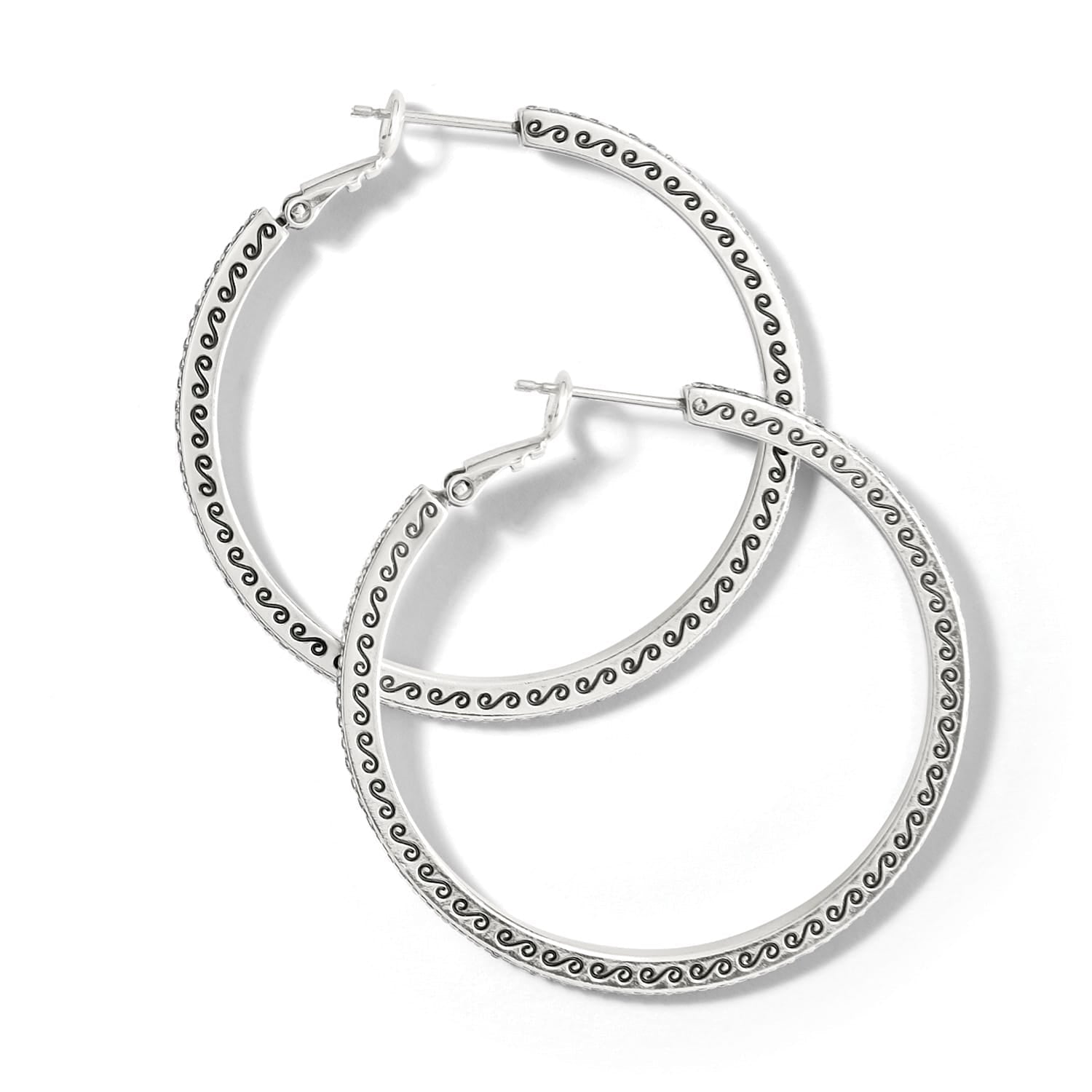 Brighton Meridian Thin Large Hoop Earrings Silver - Brighton