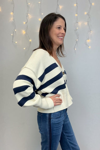 By Together Irena Cardigan - Cream & Navy - By Together