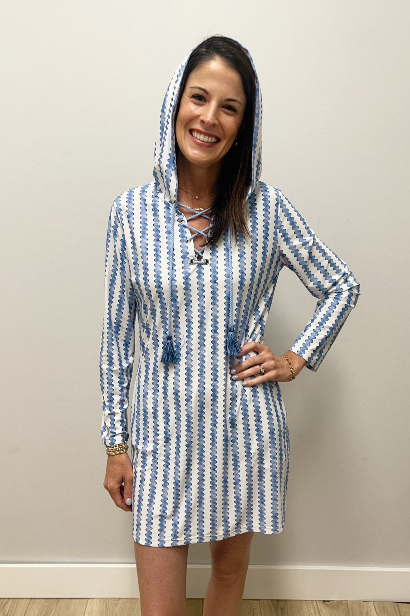 Cabana Life Tie Neck Hooded Cover Up - Cabana Life