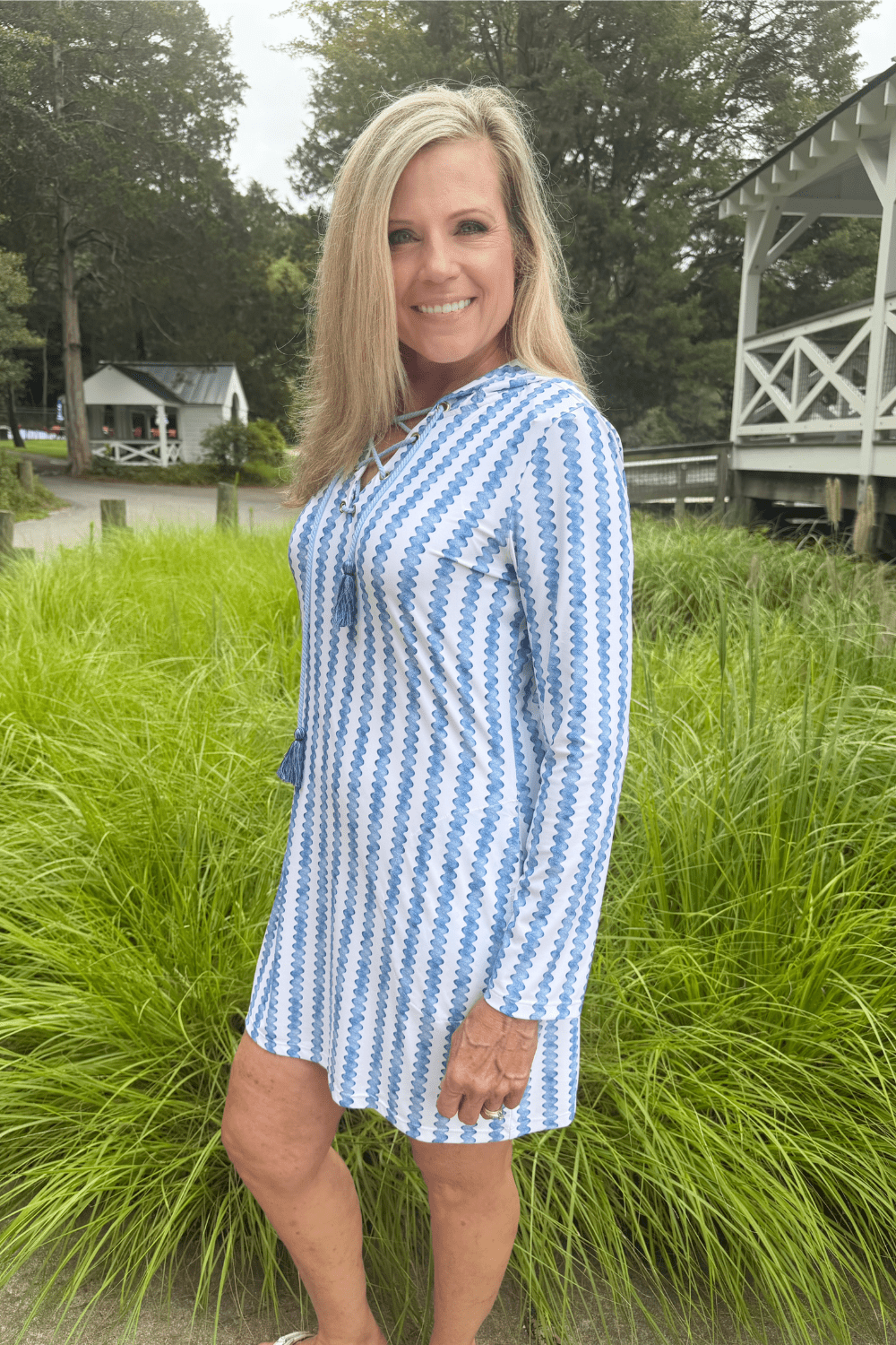 Cabana Life Tie Neck Hooded Cover Up - Cabana Life