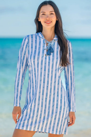 Cabana Life Tie Neck Hooded Cover Up - Cabana Life