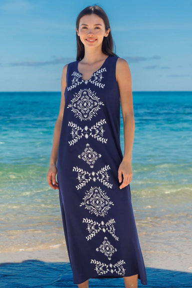 Cabana Life Woven Split Maxi in Navy - Cabana Life