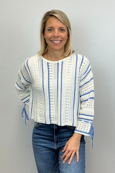 Camellia Striped Breeze Tie - Sleeve Sweater - Camellia