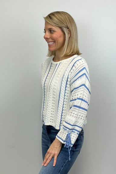 Camellia Striped Breeze Tie - Sleeve Sweater - Camellia