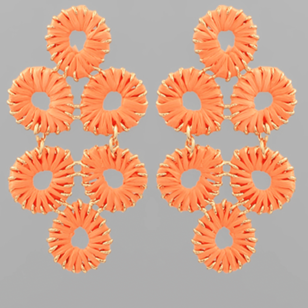 Circle Cluster Raffia Earrings - Golden Stella