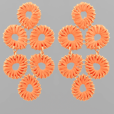 Circle Cluster Raffia Earrings - Golden Stella