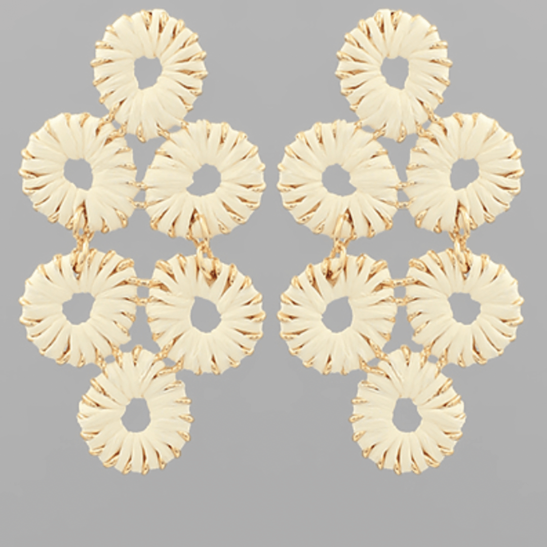Circle Cluster Raffia Earrings - Golden Stella