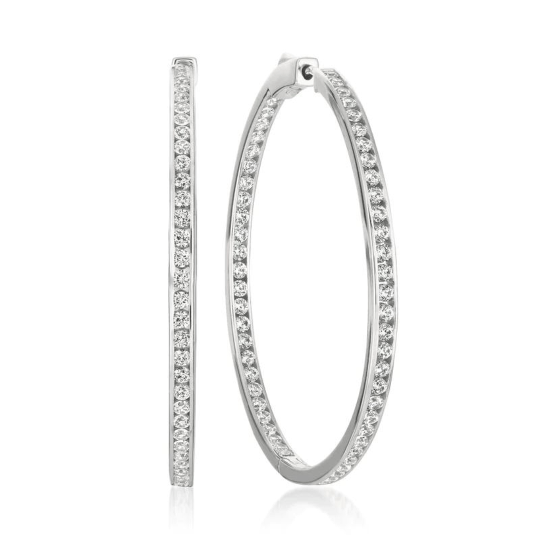 Crislu 1.5" Classic Inside Out Hoop Earrings - 2.50 Carats - Crislu