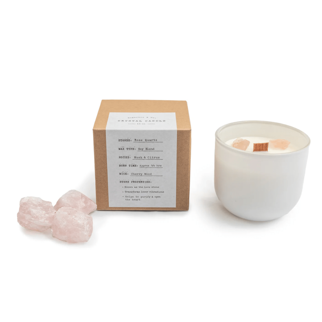 Crystal Candle - Rose Quartz - Sugarboo