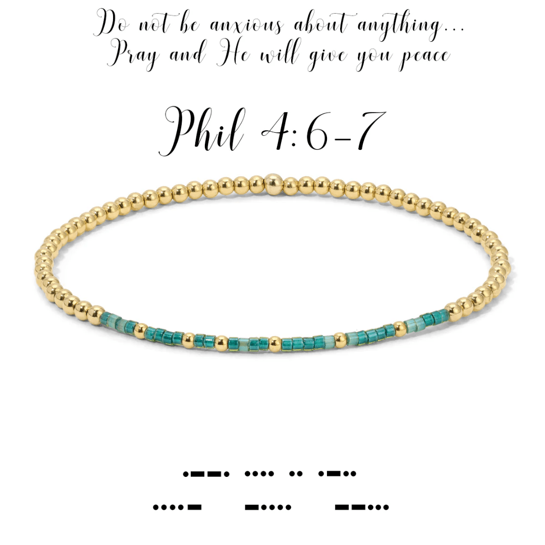 Dot & Dash Morse Code Beaded Bracelet - Philippians 4:6 - 7 - Dot & Dash Designs
