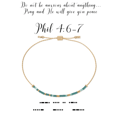Dot & Dash Morse Code Beaded Bracelet - Philippians 4:6 - 7 - Dot & Dash Designs