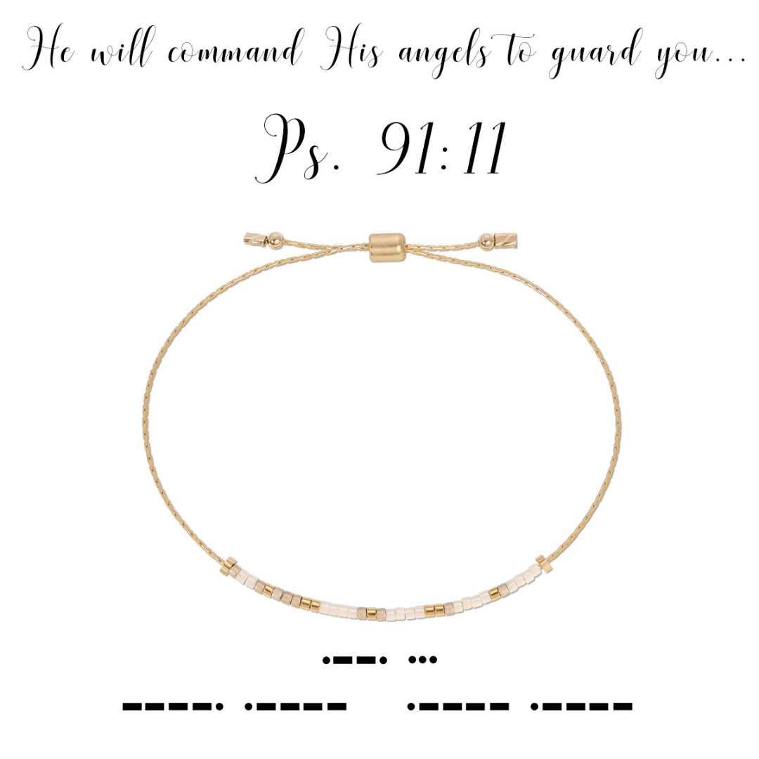 Dot & Dash Morse Code Beaded Bracelet - Psalm 91:11 - Dot & Dash Designs