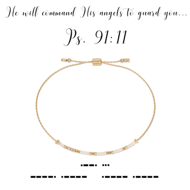 Dot & Dash Morse Code Beaded Bracelet - Psalm 91:11 - Dot & Dash Designs