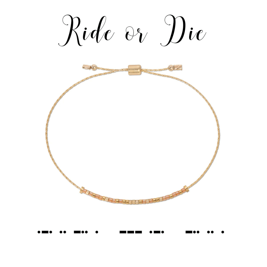 Dot & Dash Morse Code Beaded Bracelet - Ride or Die - Dot & Dash Designs