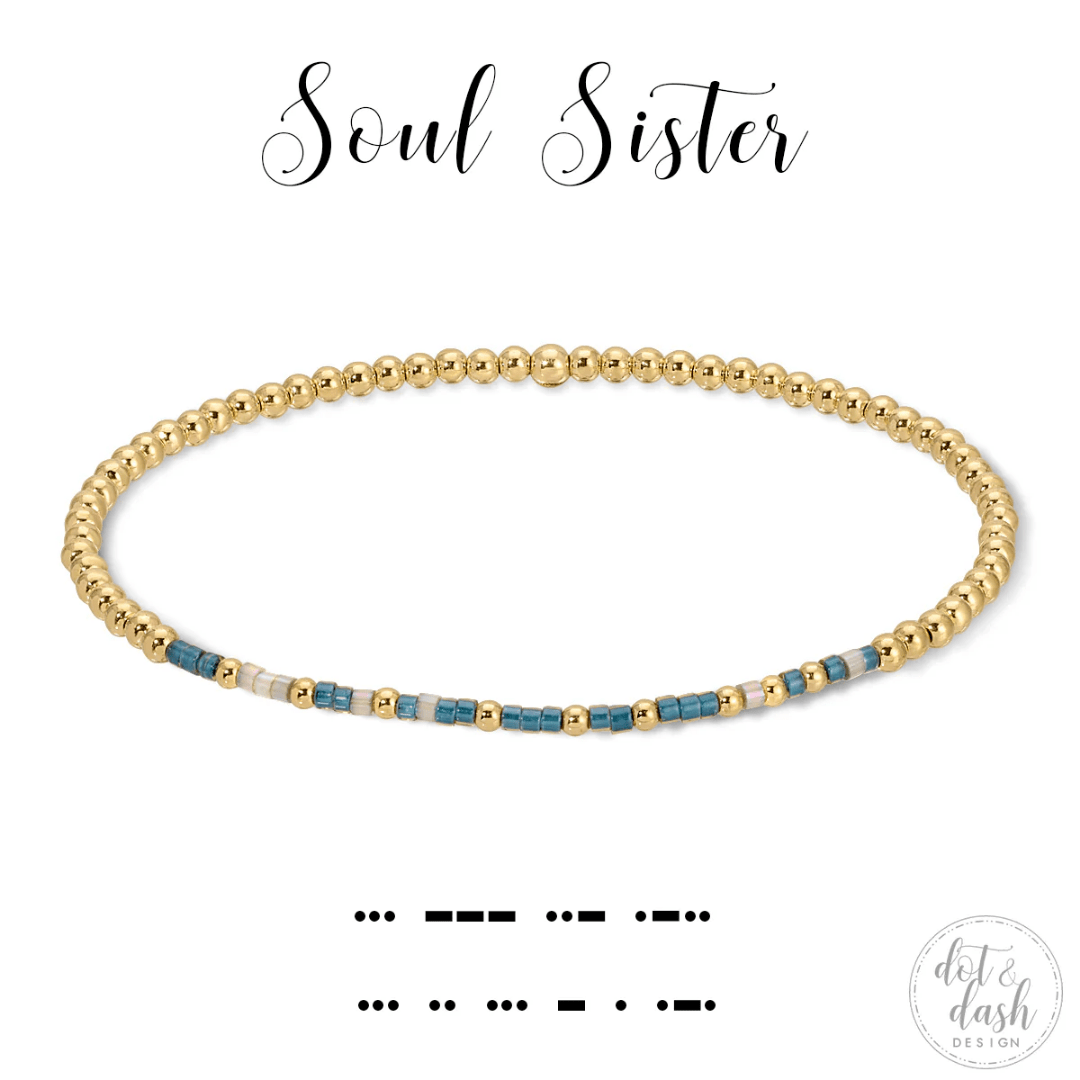 Dot & Dash Morse Code Beaded Bracelet - Soul Sister - Dot & Dash Designs