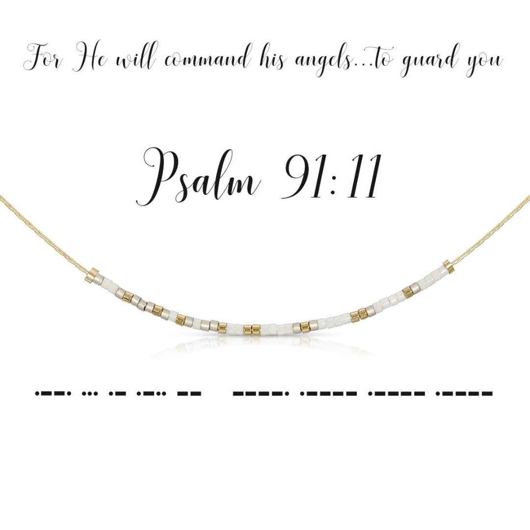 Dot & Dash Morse Code Necklace - Psalm 91:11