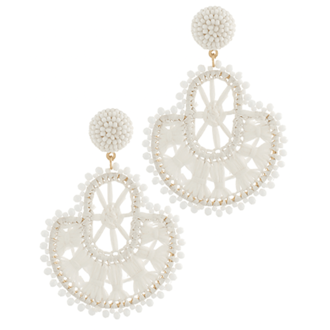 Dotted Crochet Pattern Drop Earrings - Golden Stella