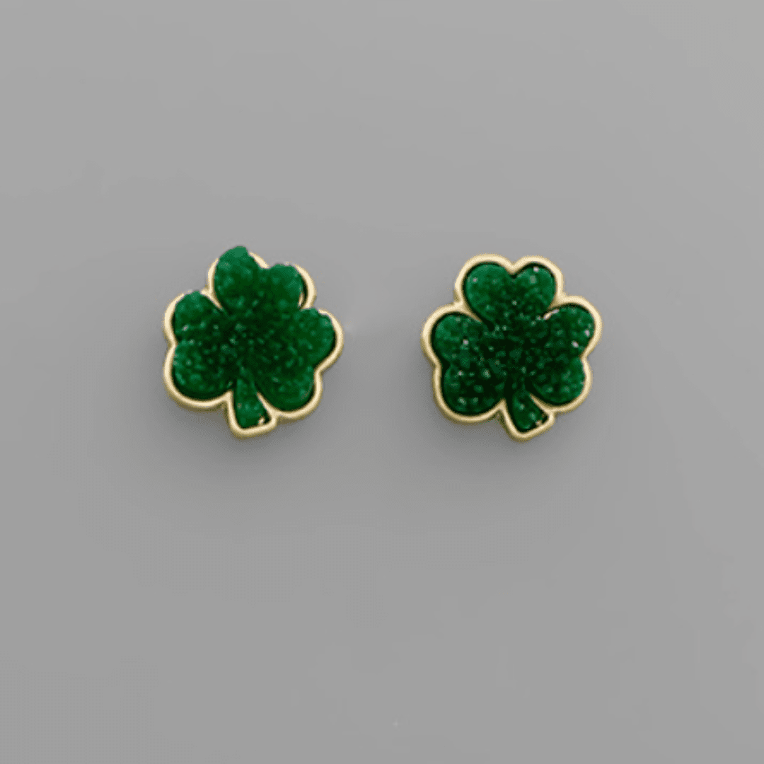Drusy Shamrock Earrings - Golden Stella