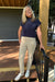 Elan Cap Sleeve Crew In Navy - Elan