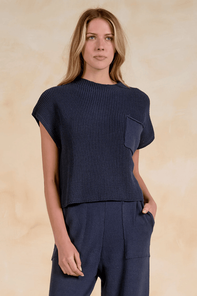Elan Cap Sleeve Crew- Navy - Elan