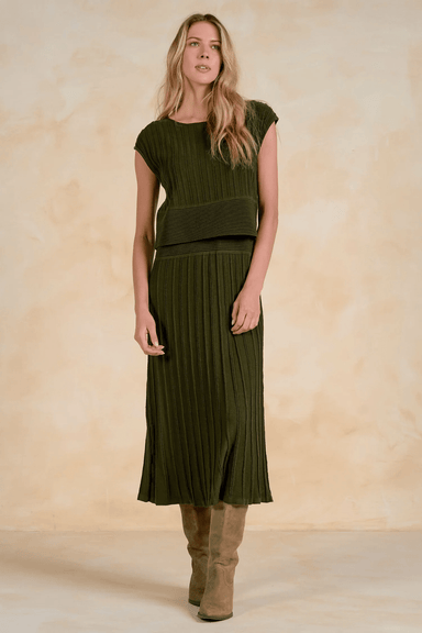 Elan Cap Sleeve Dress- Olive - Elan