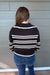 Elan Collared V-Neck Sweater In Black Stripe - Elan