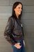 Elan Leather Bomber In Espresso - Elan