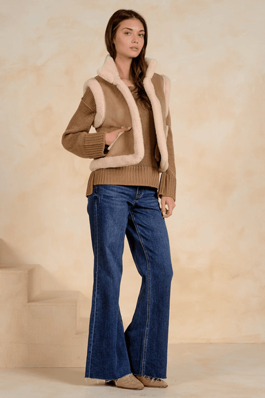 Elan Shearling Vest- Mocha - Elan
