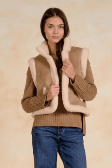 Elan Shearling Vest- Mocha - Elan