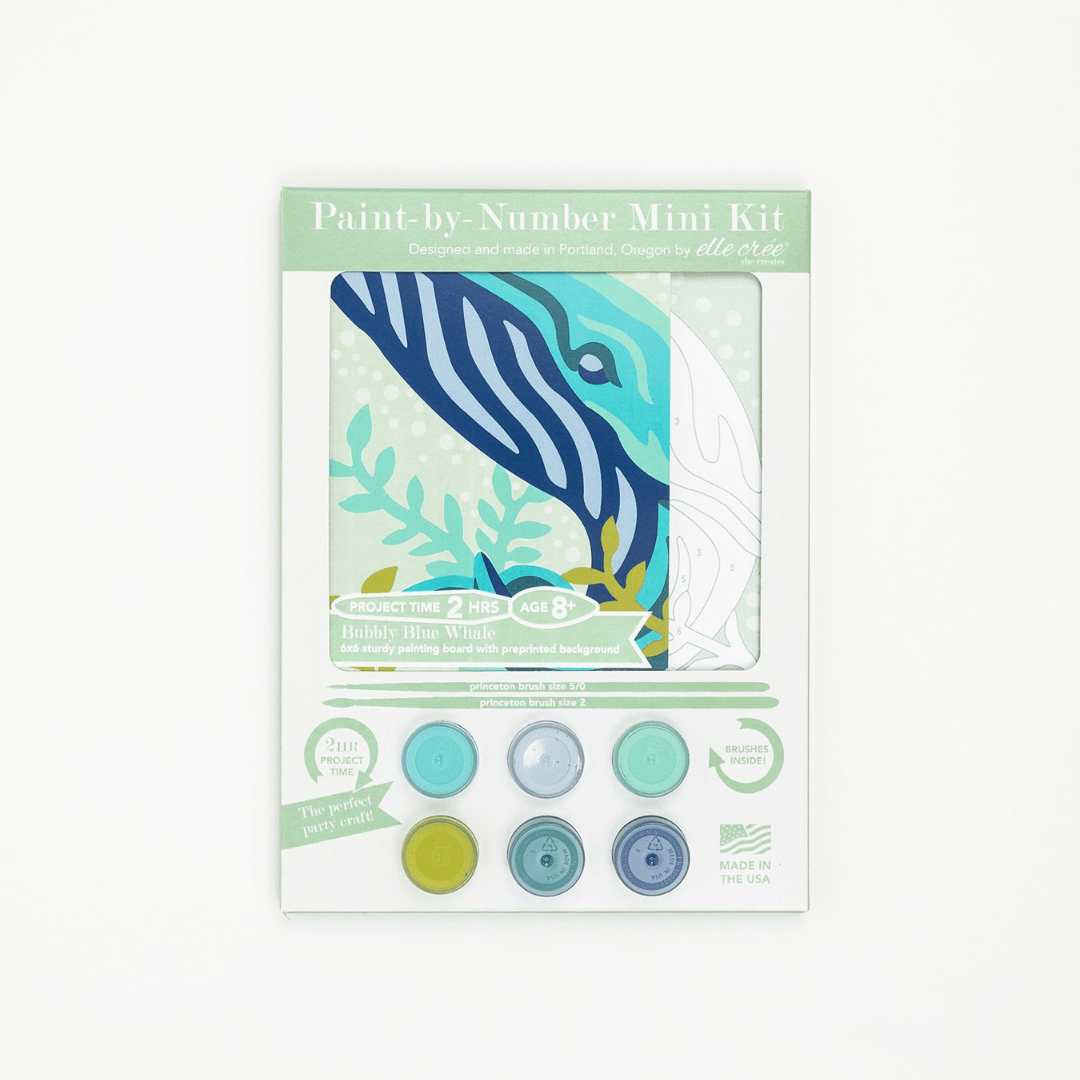 Elle Crée Kid's Mini Paint - by - Number Kit - Bubbly Blue Whale - Elle Cree (She Creates)
