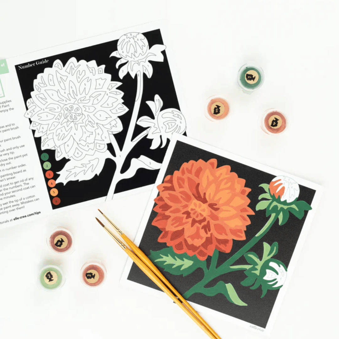 Elle Crée Mini Paint By Numbers Kit - Dahlias - Elle Cree (She Creates)