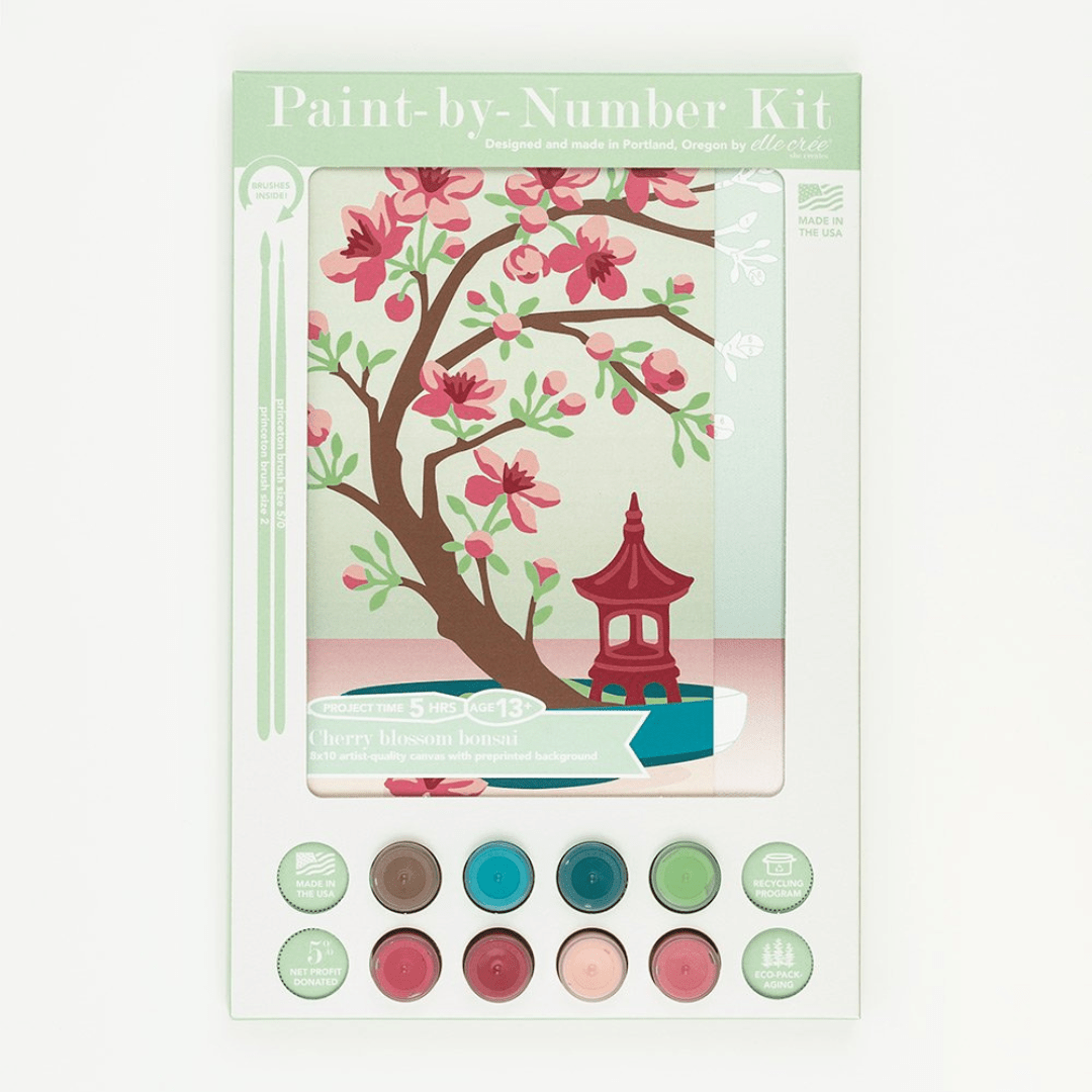 Elle Crée Paint - by - Number Kit - Cherry Blossom Bonsai - Elle Cree (She Creates)