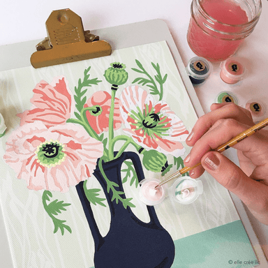 Elle Crée Paint - by - Number Kit - Poppies in Vase - Elle Cree (She Creates)