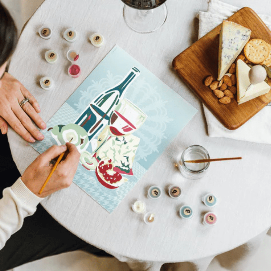 Elle Crée Paint - by - Number Kit - Wine & Cheese - Elle Cree (She Creates)