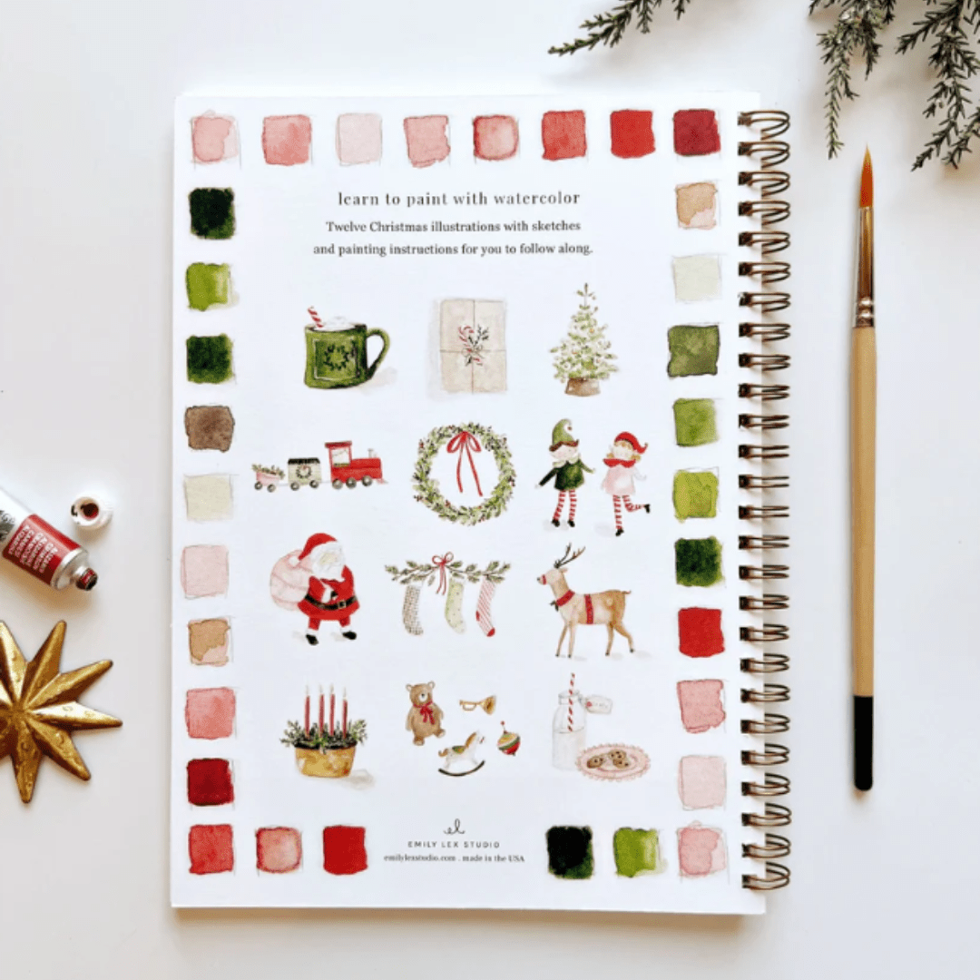 Emily Lex Studio Christmas Watercolor Workbook w/Paint - emily lex studio