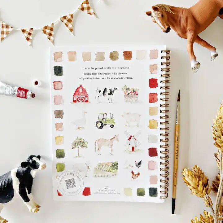 Emily Lex Studio Watercolor Workbook w/Paint - Farm - emily lex studio